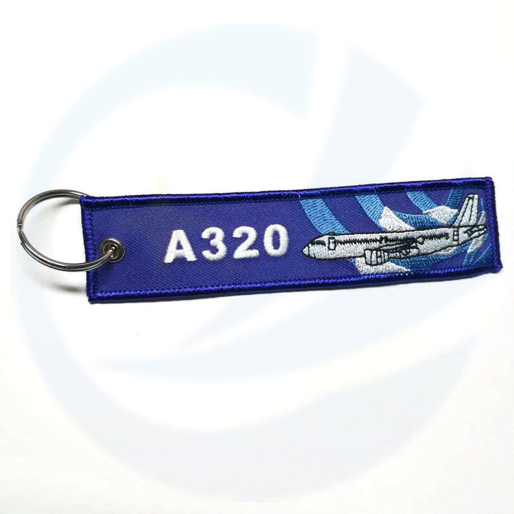 مخصص Airbus keyring A320 مفتاح مفتاح مفاتيح مفتاح البوليستر سلسلة مفاتيح التطريز