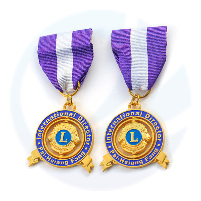 Metal Custom 3D Lions Club Fabel Pin Medallas de Metal Medal Medal Event Medals Rotating Medals مع شريط قصير