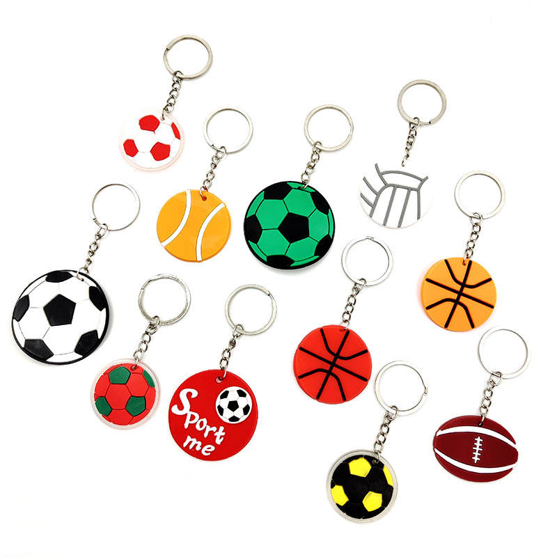 مخصص PVC Sport Rugby Baseball Soccer Chain Keyring 2D Silicone Soft Rubber Footbol -keychain