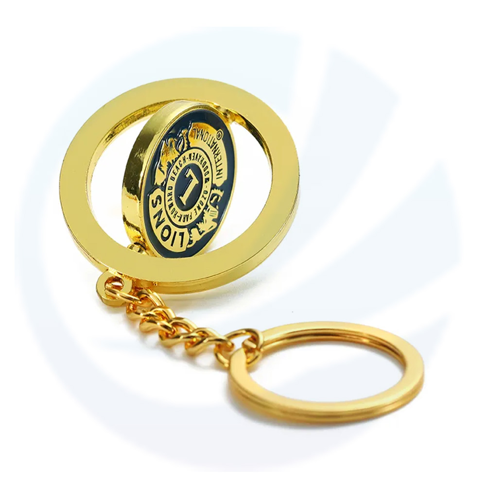 سلسلة مفاتيح السلسلة الشخصية Design Design Gold Soft Minamel keychain spinner عكس مخصص Lion Club 3D Logo Loot