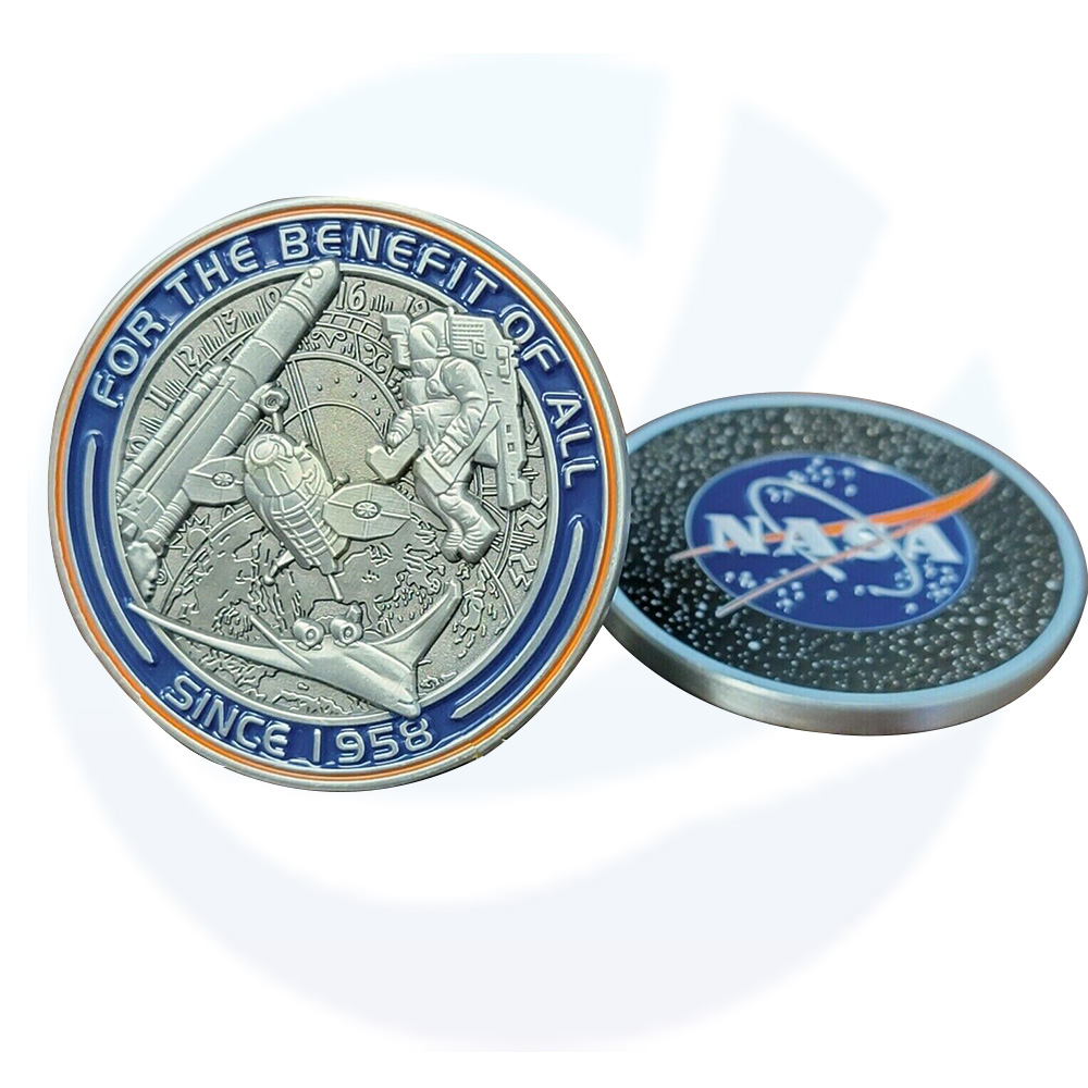 مخصصة عالية الجودة البيع الساخن شعار ناسا Goddard الفضاء مركز الطيران الأعلى جودة الفنية المعدنية الحرف الايبوكسي الذهب مطلي بالفضاء عملة التحدي