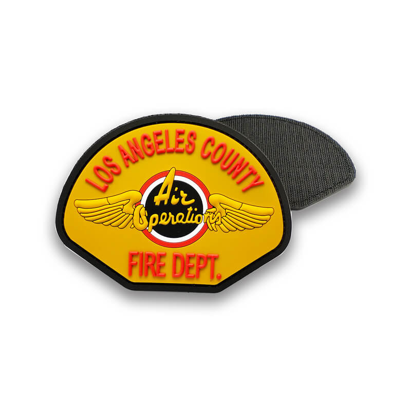 ملصق مطاط بالجملة شارة شارة 3D Silicone Soft PVC Firefighter Logo Custom Patch for Clothes Hat