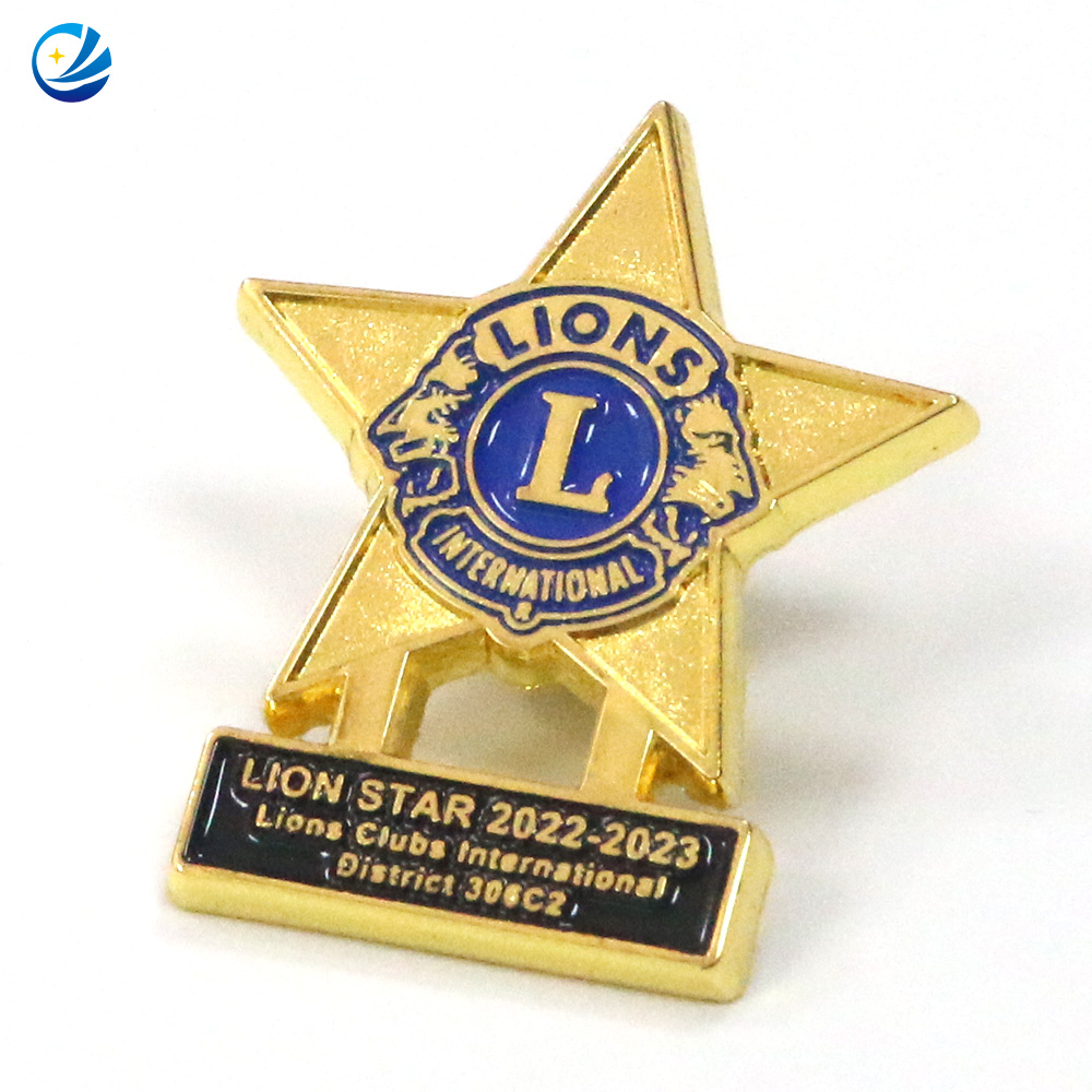 مخصصة للجملة عالية الجودة جودة المعادن دبابيس مينا البهر شارة Custom Lions Clubs International Pins