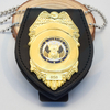 OEM Factory Price Security Officer Badge Gold 3D Monamel Pin مع مجموعة جلدية